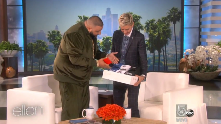 DJ Khaled gifting ISlides to Ellen DeGeneres.jpg